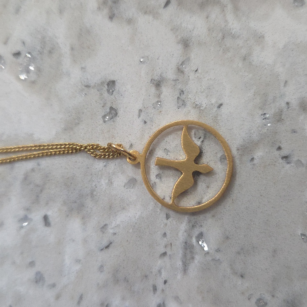 Gold Plated Holy Spirit Dove Medal Necklace - Picture 6 of 8